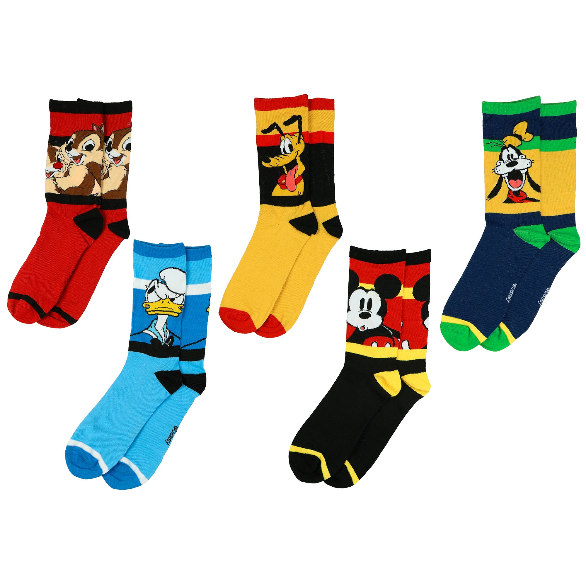 Disney Mickey & Friends Socks Mickey Mouse Men's 5 Pair Crew Sock OSFM
