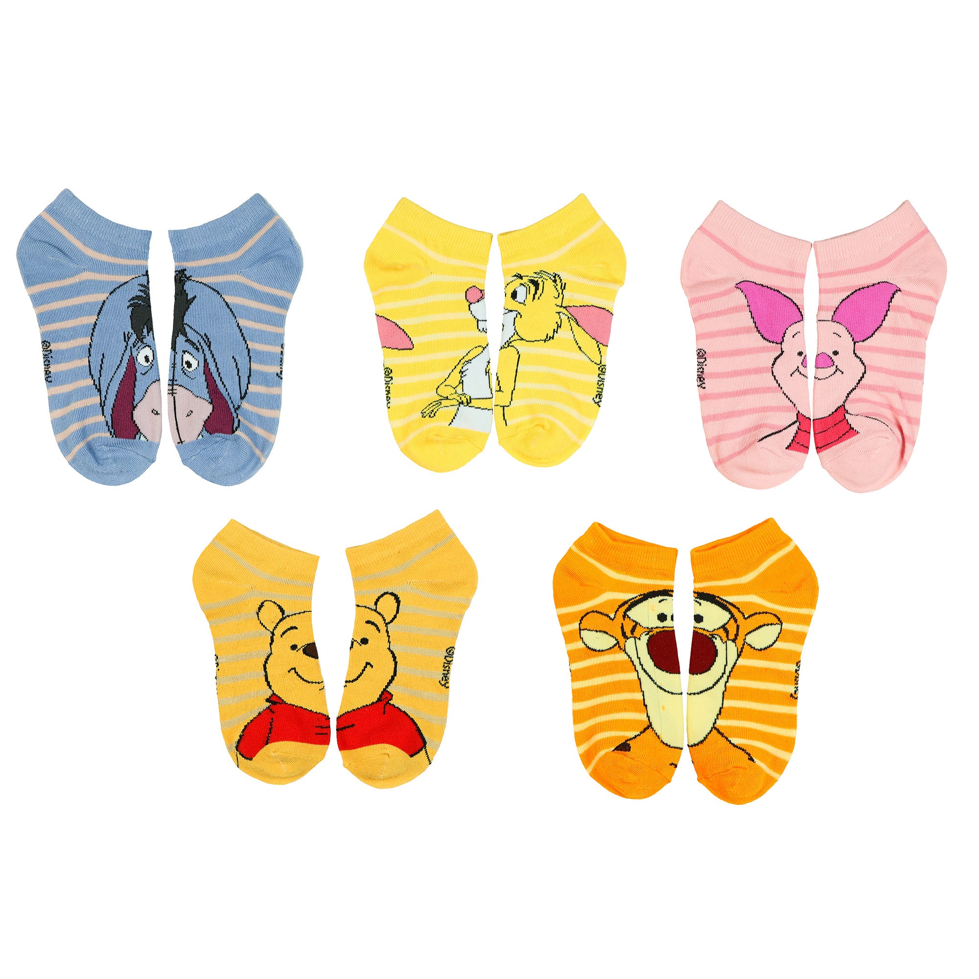 Disney Winnie the Pooh Girls' Ankle Socks Mix and Match Set, 5-Pack OSFM