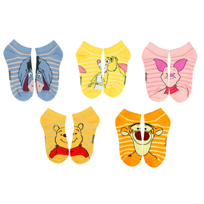 Disney Winnie the Pooh Girls' Ankle Socks Mix and Match Set, 5-Pack OSFM