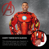 Marvel Avengers Iron Man Throw Adult Silk Touch Blanket with Sleeves 48" x 71"