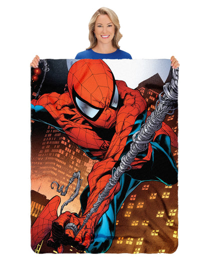 Marvel Spider-Man, "Web Swing" Fleece Throw Blanket, 45" x 60", Multi Color