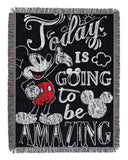 Disney's Mickey Mouse, "Amazing Day" Woven Tapestry Throw Blanket, 48" x 60", Multi Color