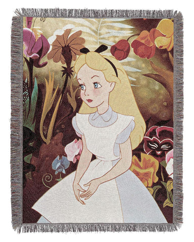 Disney Alice in Wonderland, "Alice in the Garden" Woven Tapestry Throw Blanket, 48" x 60"