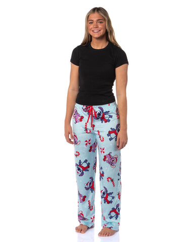 Disney Stitch & Angel Festive Christmas Time Soft Fleece Adult Pajama Pant