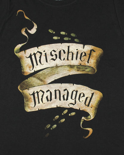 Harry Potter Marauders Map Mischief Managed Juniors T-shirt (Medium, Black) Adult