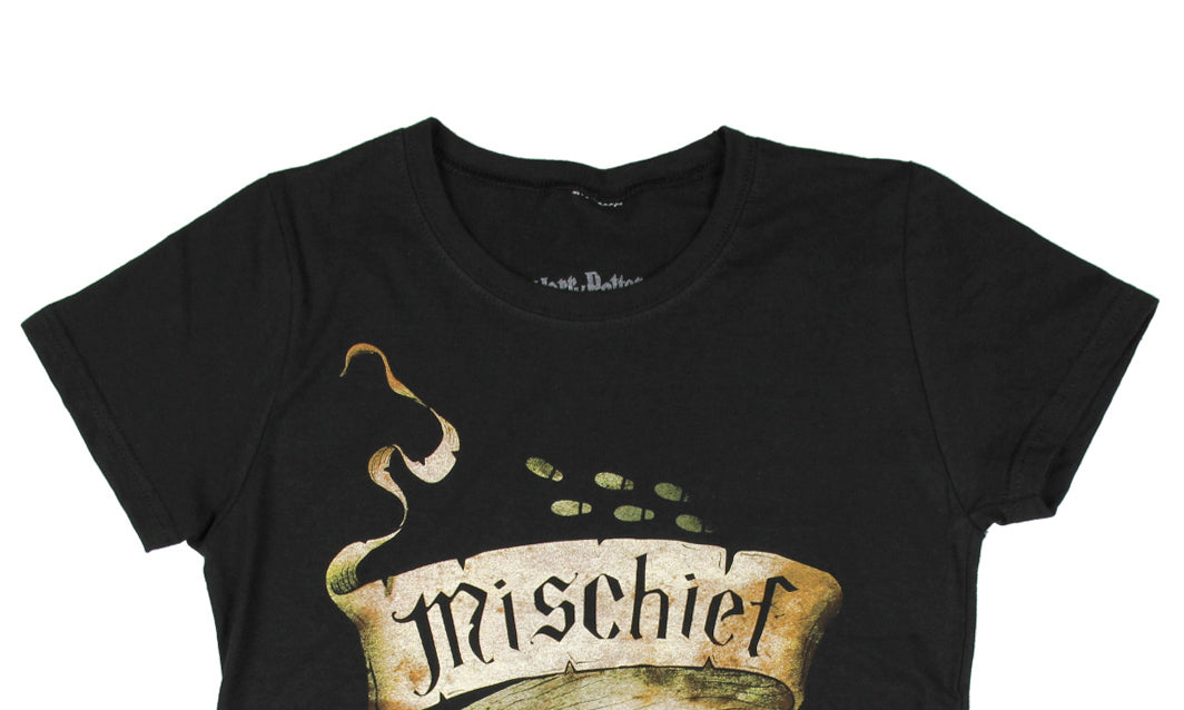 Harry Potter Marauders Map Mischief Managed Juniors T-shirt (Medium, Black) Adult