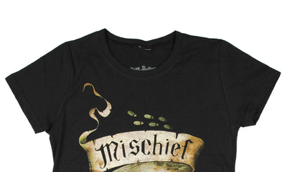 Harry Potter Marauders Map Mischief Managed Juniors T-shirt (Medium, Black) Adult