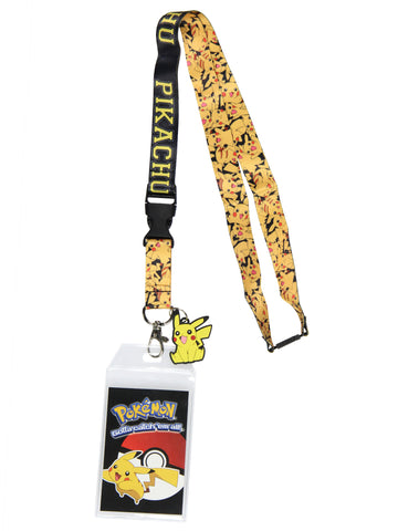 Pokemon Gotta catch 'Em All 2-Sided Pikachu ID Badge Holder Rubber Charm Lanyard