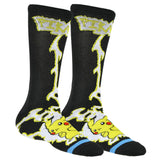 Pokemon Crew Socks Men's Pikachu Electric Shock 1 Pair Socks for Shoe Size 8-12