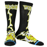 Pokemon Crew Socks Men's Pikachu Electric Shock 1 Pair Socks for Shoe Size 8-12