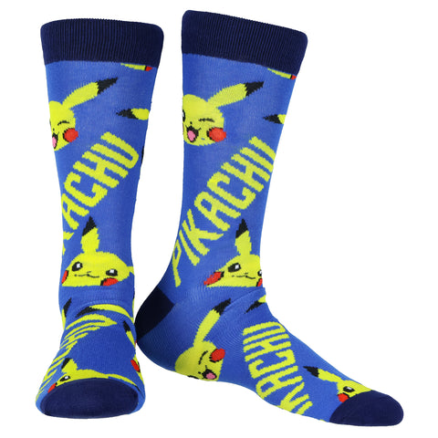 Pokemon Crew Socks Men's Pikachu Boltz & Expressions 1 Pair Socks Shoe Size 8-12