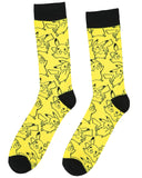 Pokemon Crew Socks Men's Pikachu Stance Outline 1 Pair Socks Shoe Size 8-12