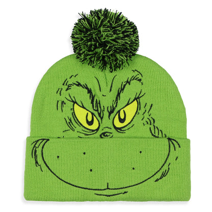 Dr. Seuss GRINCH Who Stole Christmas Pom Beanie Hat Embroidered Character