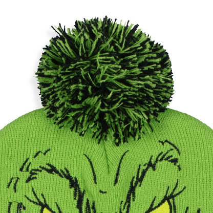 Dr. Seuss GRINCH Who Stole Christmas Pom Beanie Hat Embroidered Character