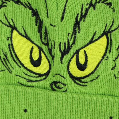 Dr. Seuss GRINCH Who Stole Christmas Pom Beanie Hat Embroidered Character