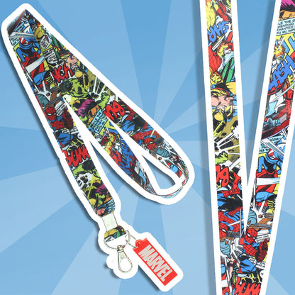 Marvel Comic Book Graphic Lanyard ID Badge Holder And 2" Charm