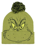 Dr. Seuss The Grinch Who Stole Christmas Embroidered Beanie Adult Cuff Knit Hat