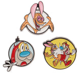 Nickelodeon Ren and Stimpy Lapel Enamel Pin 3 Pack Set