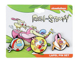 Ren and Stimpy Lapel Enamel Pin 3 Pack Set