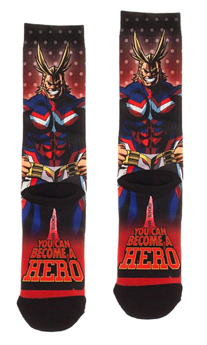 My Hero Academia Socks | All Might Mens Crew Socks | MHA Sublimated Crew Socks - Seven Times Six
