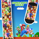 Nintendo Mario Bros. Collage Group Photo Premium Sublimated Crew Socks