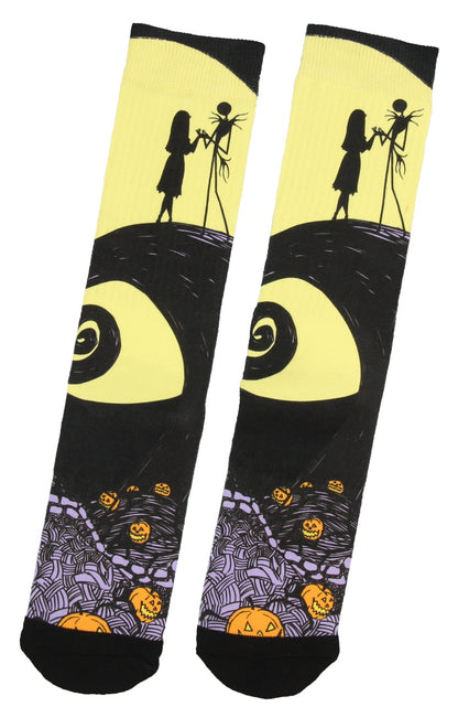Nightmare Before Christmas Jack Skellington And Sally Adult Crew Socks 1 Pair