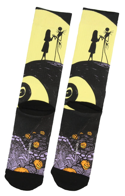 Nightmare Before Christmas Jack Skellington And Sally Adult Crew Socks 1 Pair