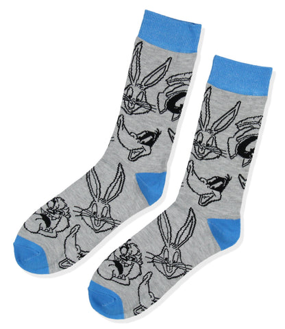 Looney Tunes Socks Character Faces Allover Print Knit Crew Socks