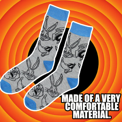 Looney Tunes Socks Character Faces Allover Print Knit Crew Socks