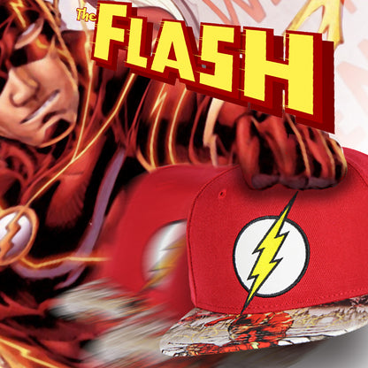 DC Comics Flash Hat - Embroidered Logo Photovivid Bill Youth Snapback Cap