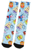 Disney The Muppets All Over Character Pattern Sublimated Crew Socks 1 Pair