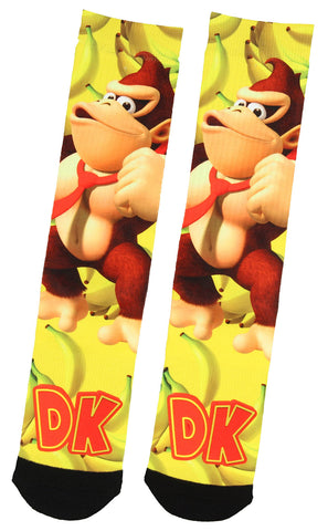 Nintendo Super Donkey Kong DK Gone Bananas! Sublimated Crew Socks