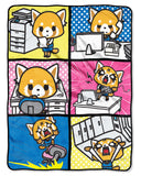 Aggretsuko Typical Monday Split Personality Squares Super Plush Throw Blanket