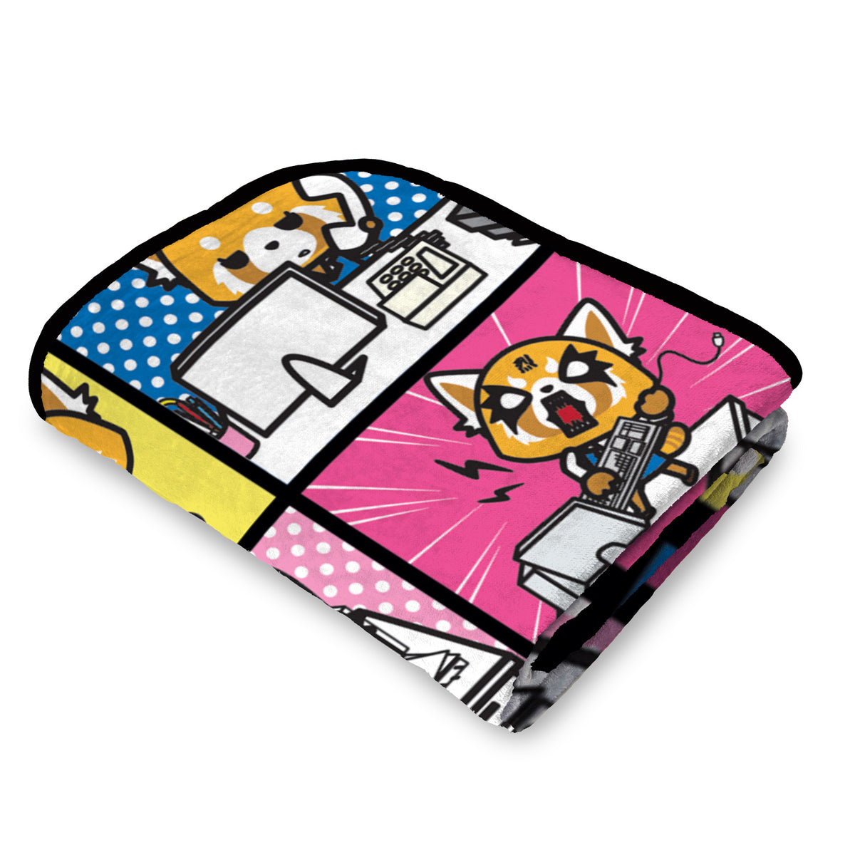 Aggretsuko Typical Monday Split Personality Squares Super Plush Throw Blanket