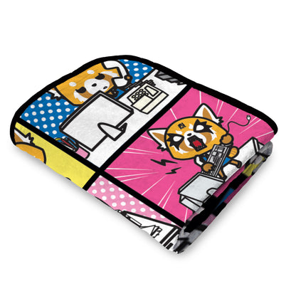 Aggretsuko Typical Monday Split Personality Squares Super Plush Throw Blanket