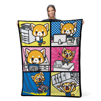 Aggretsuko Typical Monday Split Personality Squares Super Plush Throw Blanket