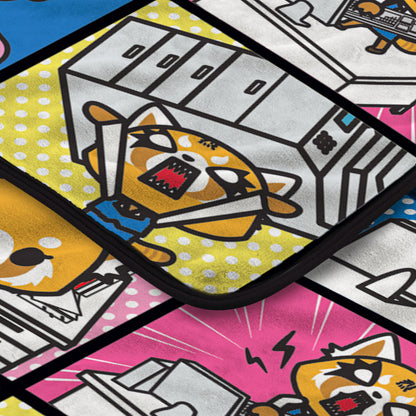 Aggretsuko Typical Monday Split Personality Squares Super Plush Throw Blanket