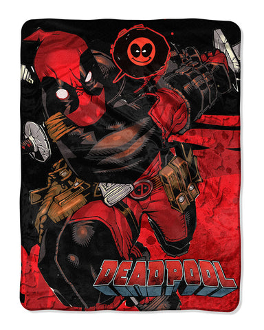 Marvel Deadpool Say Deadpool!! Quote Bubble Character Super Plush Throw Blanket