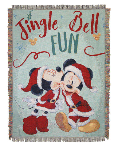 Northwest Mickey Mouse Woven Tapestry Throw Blanket, 48" x 60", Jingle Bell Fun