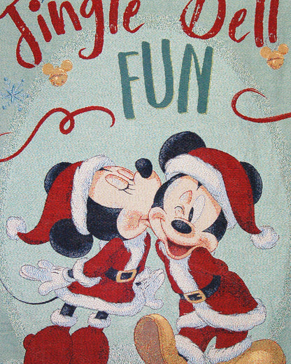 Northwest Mickey Mouse Woven Tapestry Throw Blanket, 48" x 60", Jingle Bell Fun