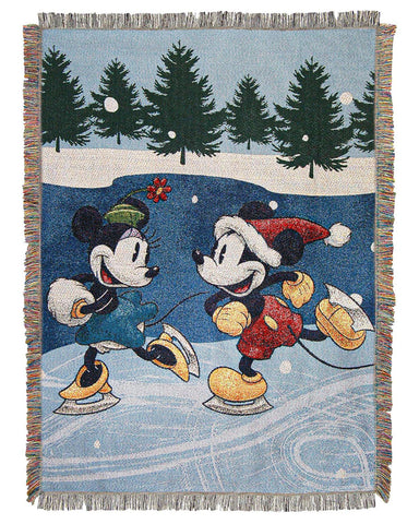 Northwest Mickey Mouse Woven Tapestry Throw Blanket, 48" x 60", Winter Skate