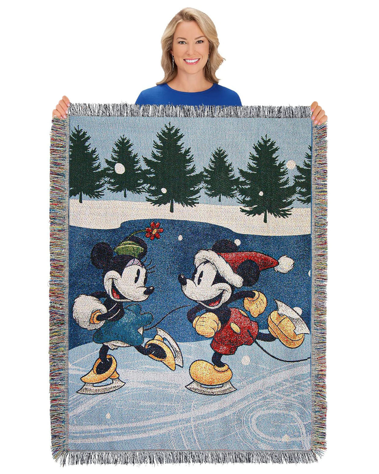 Northwest Mickey Mouse Woven Tapestry Throw Blanket, 48" x 60", Winter Skate