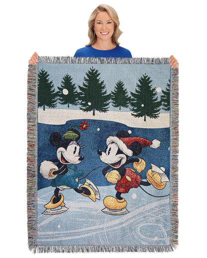 Northwest Mickey Mouse Woven Tapestry Throw Blanket, 48" x 60", Winter Skate