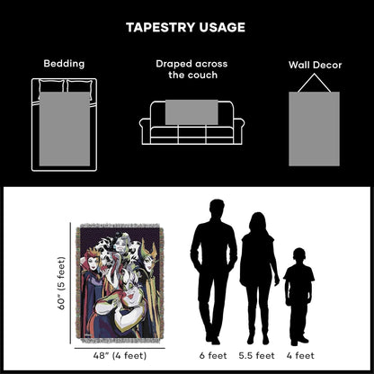 Northwest Villains Woven Tapestry Throw Blanket, 48" x 60", Villainous Group