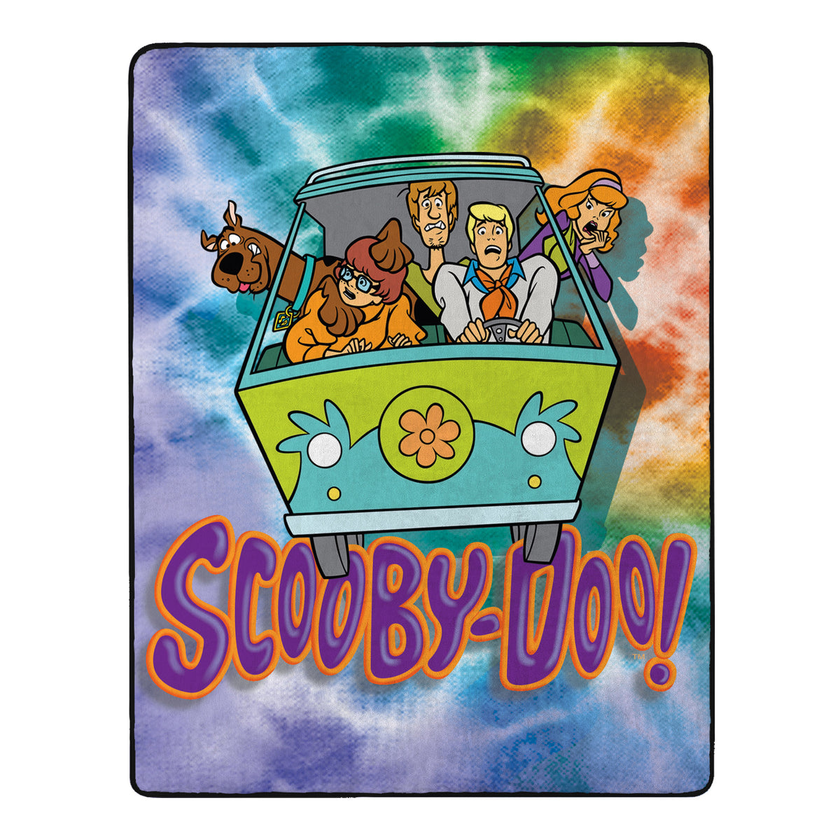 Scooby Doo Tie Dye Gang Mystery Machine Fleece Super Plush Throw Blanket 46" x 60" (117cm x 152cm)