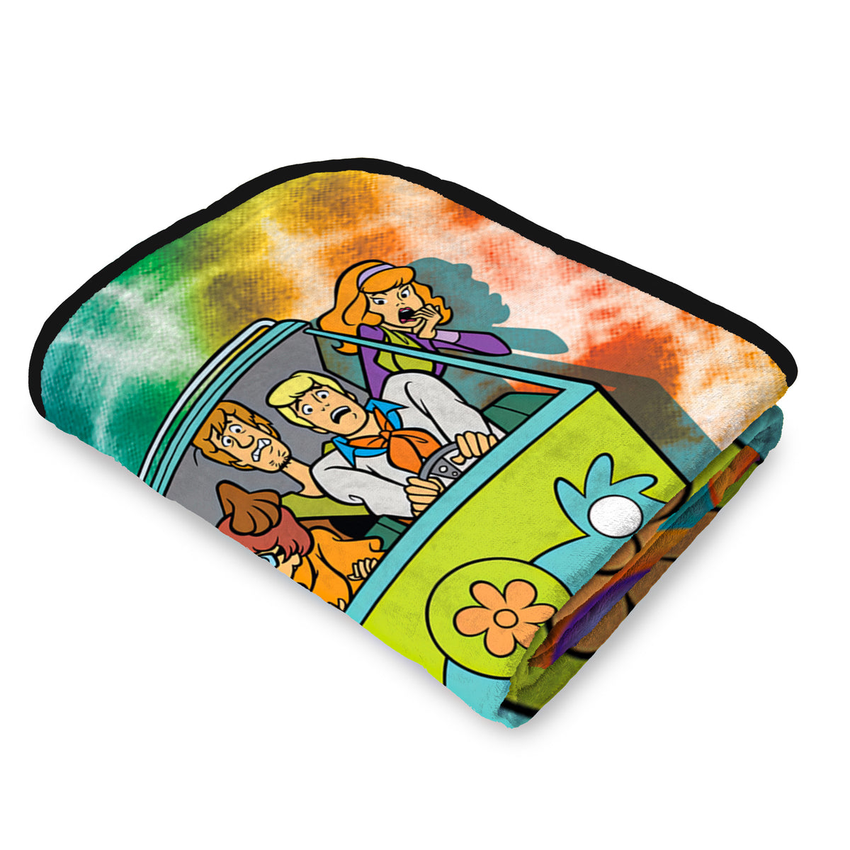 Scooby Doo Tie Dye Gang Mystery Machine Fleece Super Plush Throw Blanket 46" x 60" (117cm x 152cm)