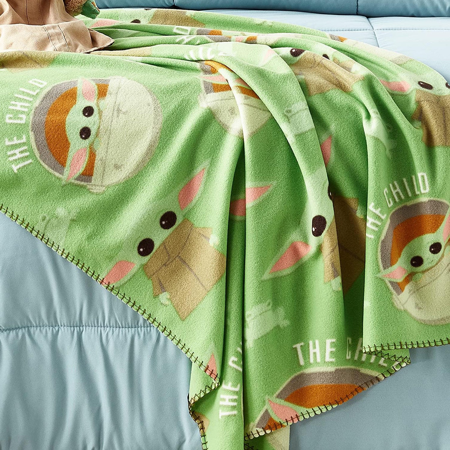 Northwest Star Wars - The Mandalorian Character Hugger Pillow & Fleece Throw Blanket Set, 40" x 50", The Child