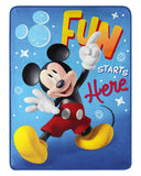 Mickey Mouse Blanket Fun Starts Here Silk Touch Throw Blanket 46" x 60"