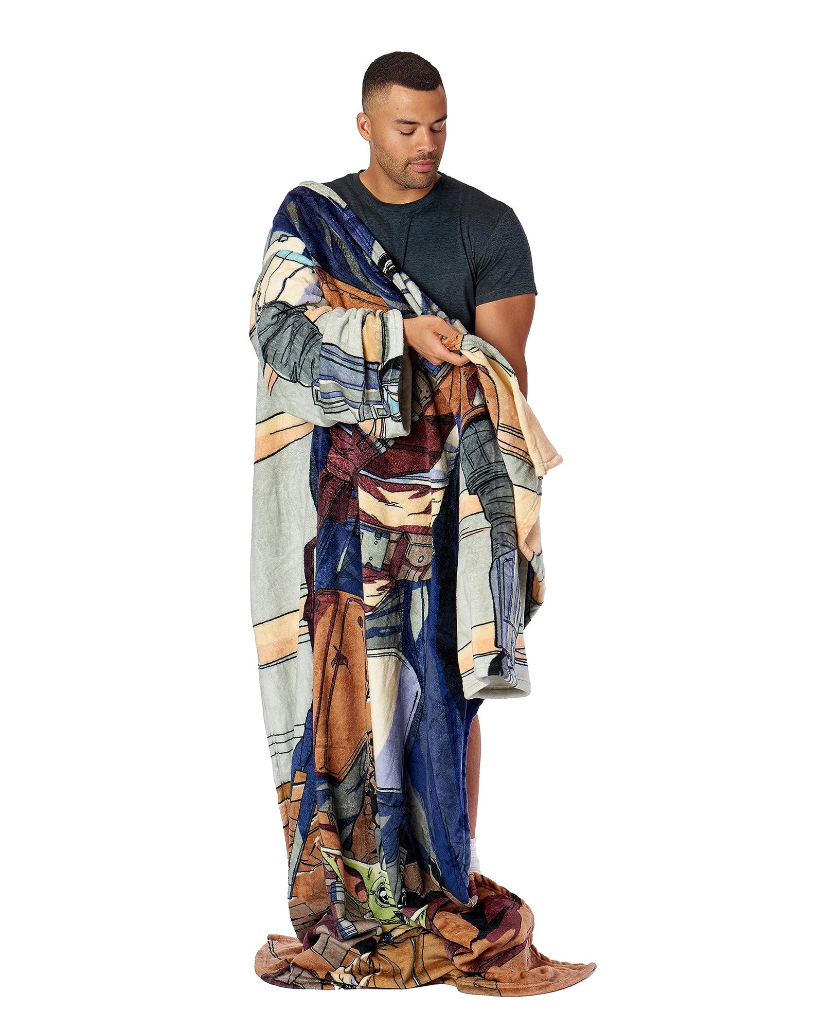Star Wars: The Mandalorian Mando Adult Throw Blanket with Sleeves, 48" x 71"