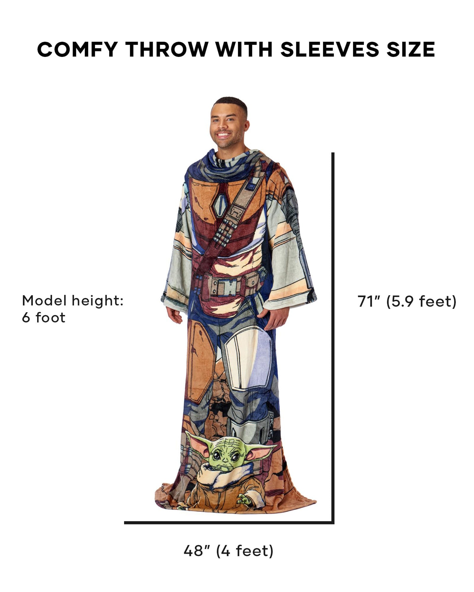 Star Wars: The Mandalorian Mando Adult Throw Blanket with Sleeves, 48" x 71"
